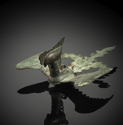 <b>A rare bronze model of a Hô-ô bird with fine remnants of gilding</b>