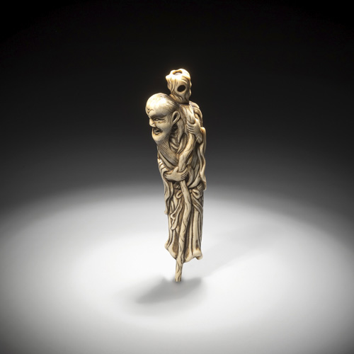 <b>A carved  stag Netsuke of a sennin</b>