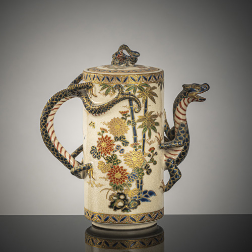 <b>A Satsuma Teapot with Dragon Handle and Spout</b>
