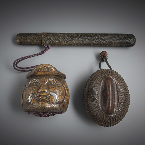 <b>Two Tonkotsu, one made of wood and dried fruit, plus Kiseruzutsu with pipe</b>