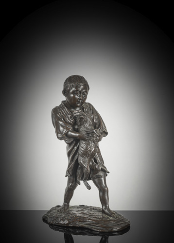 <b>A Tokyo school bronze of a standing boy by Makino</b>