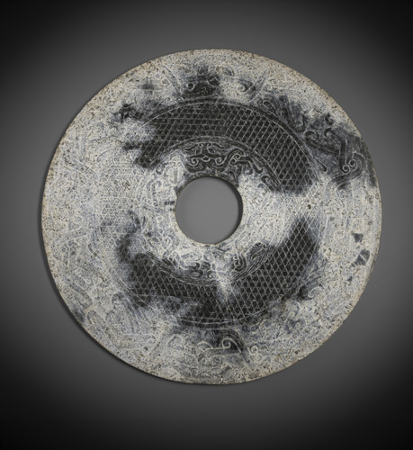 <b>A rare and very large jade Bi disc</b>