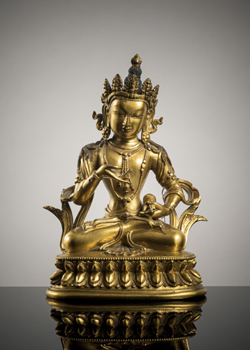 <b>A FINE GILT-BRONZE FIGURE OF VAJRASATTVA</b>
