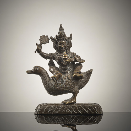 <b>A RARE BRONZE FIGURE, POSSIBLY BRAHMA</b>