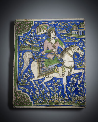 <b>Große qadscharische Kachel aus Keramik</b>