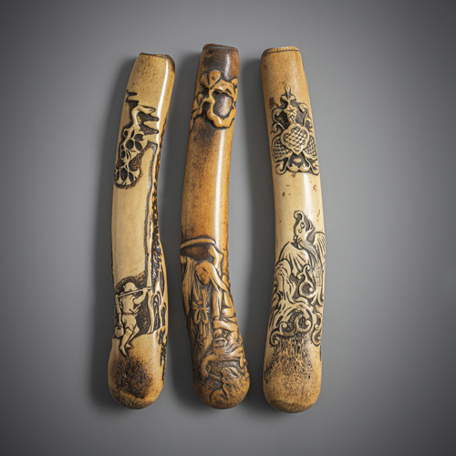 <b>Three pipe bowls made from staghorn</b>