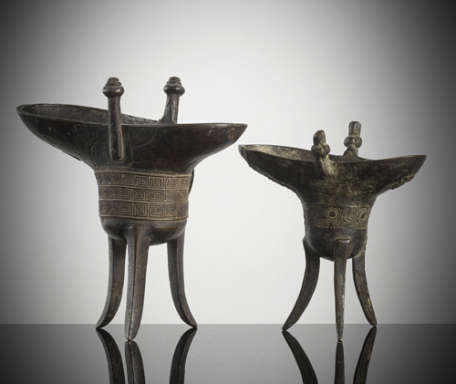 <b>Two bronze jue</b>