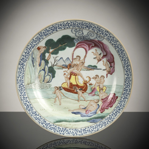 <b>A rare Chinese Export “Four Elements ” plate depicting “Water”</b> <b>A rare Chinese Export “Four Elements ” plate depicting “Water”</b>