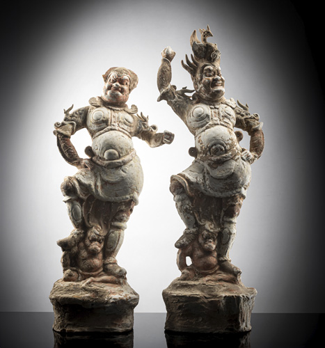 <b>Two earthenware Lokapala</b>