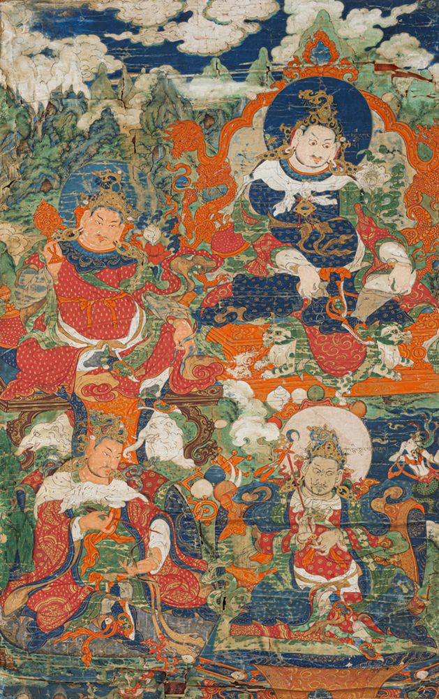 <b>A THANGKA DEPICTING PROBABLY FOUR CELESTIAL KINGS</b>