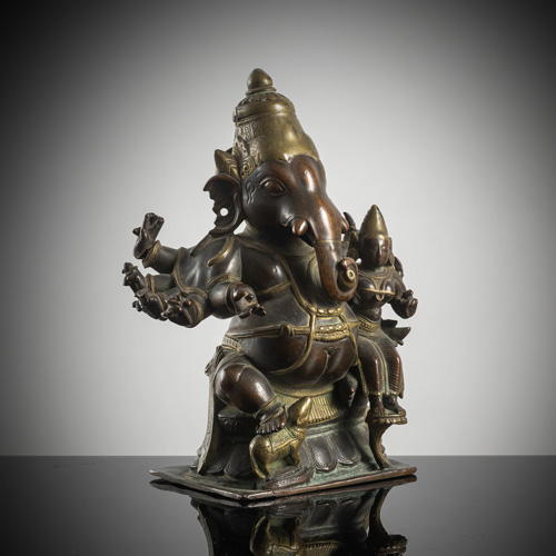 <b>A BRASS AND BRONZE FIGURE OF GANESHA</b>