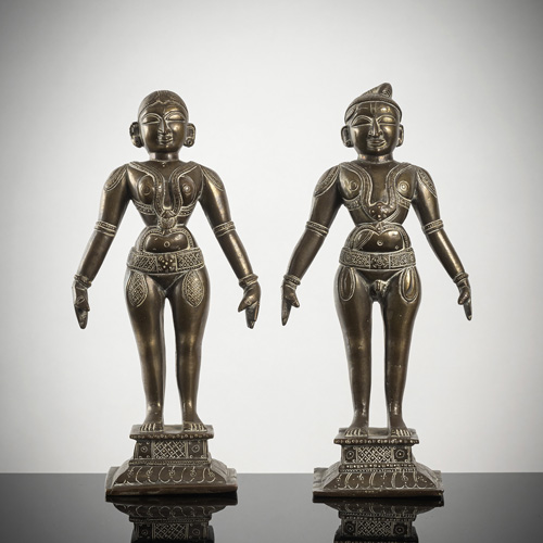 <b>Two bronzes of Krishna and Radha</b>