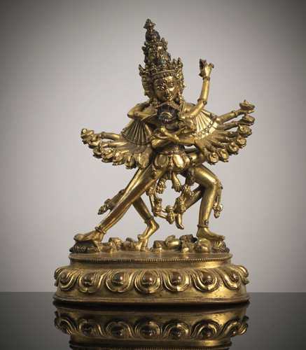 <b>A fine gilt-bronze figure of Hevajra</b>