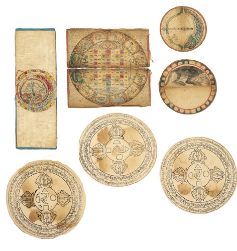 <b>Group of diagrams and block prints from Mandala</b>