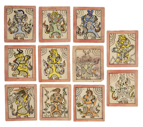 <b>Group of 11 of the 12 Zodiac animals as Tsakli</b>