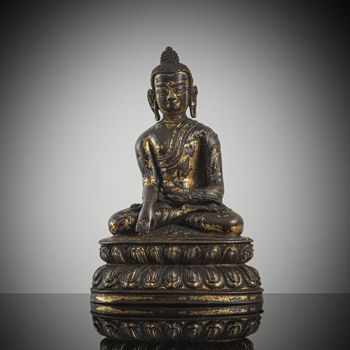 <b>A bronze figure of Buddha Shakyamuni</b>