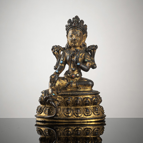 <b>A gilt- bronze figure of Syamatara</b>