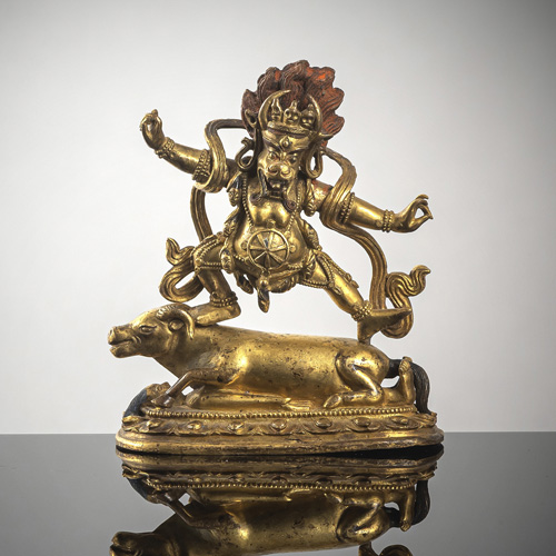 <b>A gilt-bronze figure of Yama</b>