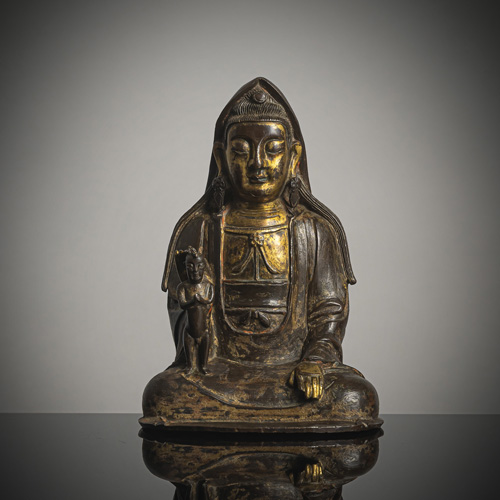 <b>Partially fire-gilt bronze of Songzhi Guanyin</b>