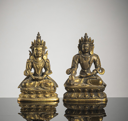 <b>Two miniature bronzes: Amitayus and Bodhisattva</b>