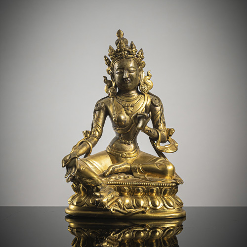 <b>A gilt-bronze figure of the Green Tara 'Syamatara'</b>