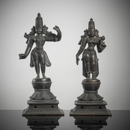 <b>Two large bronze figures of Rama and Bhu</b>