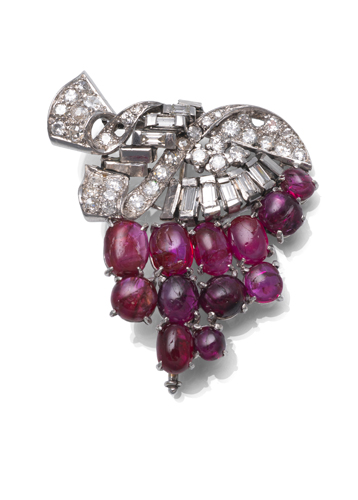 <b>Art Déco Diamant Rubin Brosche</b>