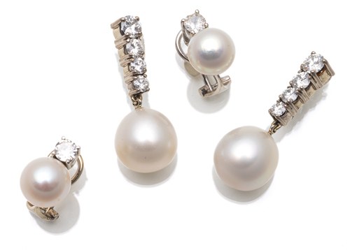 <b>Ohrstecker/-clips Konvolut mit Perlen & Brillanten</b>