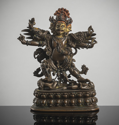 <b>A SILVER-INLAID BRONZE FIGURE OF VAJRAKILA</b>