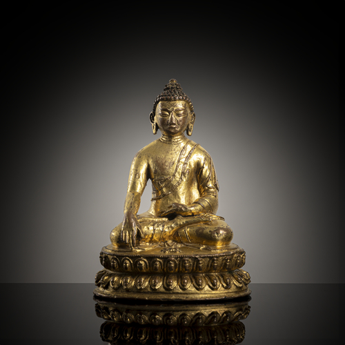 <b>VERGOLDETE KUPFERFIGUR DES BUDDHA SHAKYAMUNI</b> <b>VERGOLDETE KUPFERFIGUR DES BUDDHA SHAKYAMUNI</b>