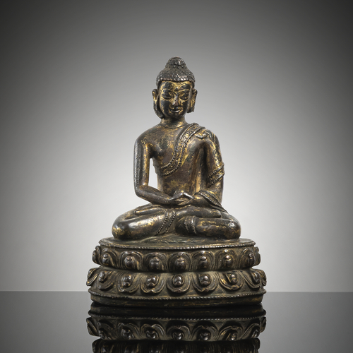 <b>VERGOLDETE KUPFERFIGUR DES BUDDHA SHAKYAMUNI</b> <b>VERGOLDETE KUPFERFIGUR DES BUDDHA SHAKYAMUNI</b>