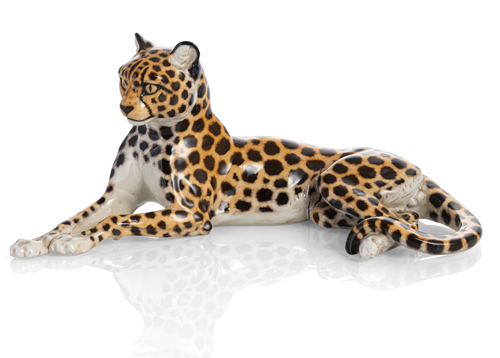 <b>A NYMPHENBURG FIGURE  OF CHEETAH 