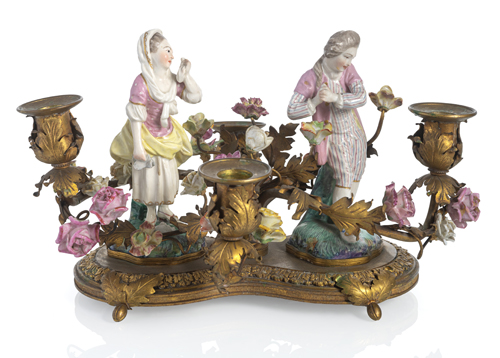 <b>A CANDLESTICK WITH CERAMIC FIGURES</b> <b>A CANDLESTICK WITH CERAMIC FIGURES</b>