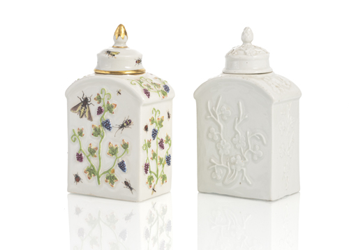 <b>TWO MEISSEN PORCELAIN TEA CADDIES</b> <b>TWO MEISSEN PORCELAIN TEA CADDIES</b>