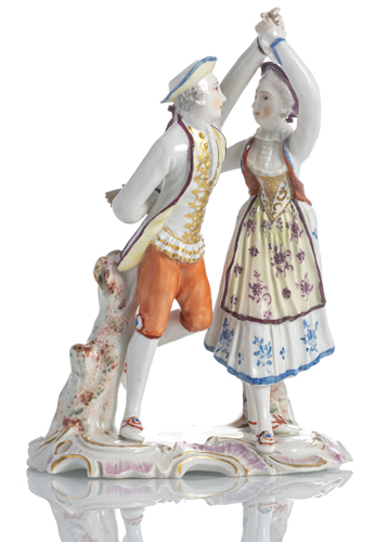 <b>A LUDWIGSBURG PORCELAIN GROUP OF A DANCING COUPLE</b> <b>A LUDWIGSBURG PORCELAIN GROUP OF A DANCING COUPLE</b>