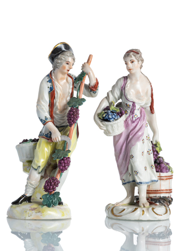 <b>TWO LUDWIGSBURG PORCELAIN FIGURE OF WINE GARDENERS</b> <b>TWO LUDWIGSBURG PORCELAIN FIGURE OF WINE GARDENERS</b>