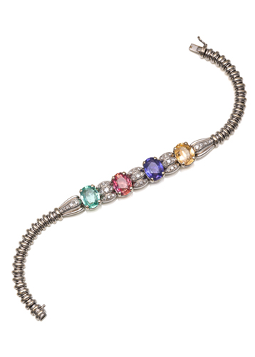 <b>Farbedelstein Diamant Armband</b>
