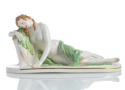 <b>A NYMPHENBURG PORCELAIN FIGURE OF A DORMANT WOMAN</b> <b>A NYMPHENBURG PORCELAIN FIGURE OF A DORMANT WOMAN</b>