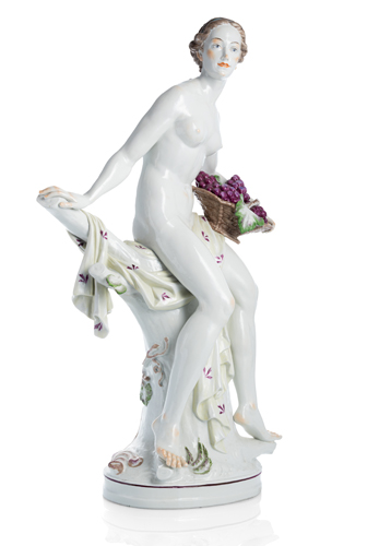 <b>A LARGE PORCELAIN FIGURE DEPICTING THE AUTUMN</b> <b>A LARGE PORCELAIN FIGURE DEPICTING THE AUTUMN</b>