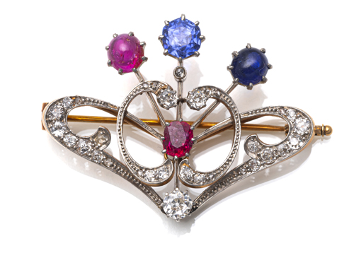 <b>Farbedelstein Brosche</b>