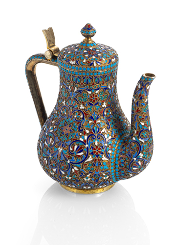<b>Kleine Kaffeekanne mit Cloisonné-Emaille</b>