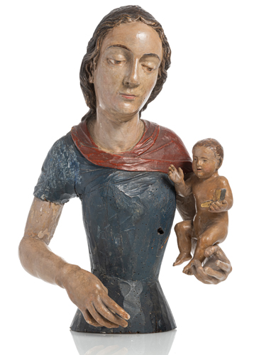 <b>Halbfigur einer Madonna oder einer Heiligen - Prozessionsfigur</b>