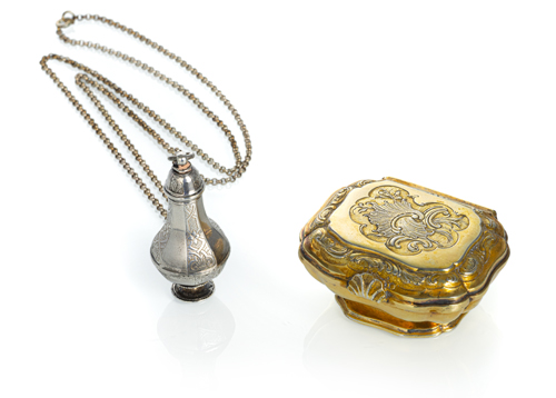 <b>Vermeil-Gewürzdöschen und Duft-Fläschchen</b>