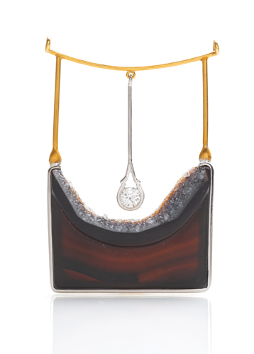 <b>Anhänger mit Achat und Brillant</b>