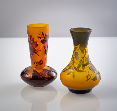 <b>TWO SMALL FLORAL PATTERN GALLÉ VASES</b> <b>TWO SMALL FLORAL PATTERN GALLÉ VASES</b>