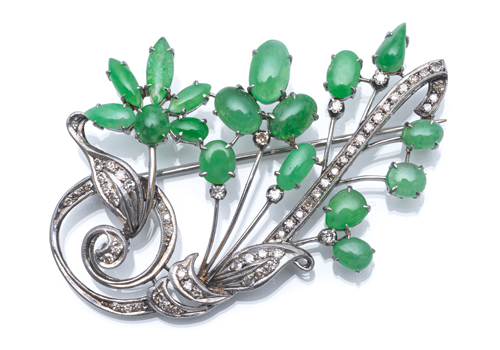 <b>Jade Diamant Brosche</b>