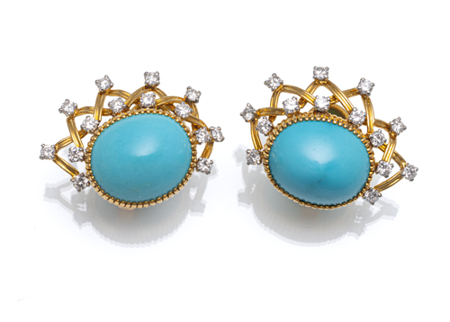 <b>CARTIER Vintage Türkis Brillant Ohrclips</b>