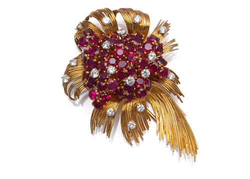 <b>Prächtige Rubin Brillant Brosche</b>