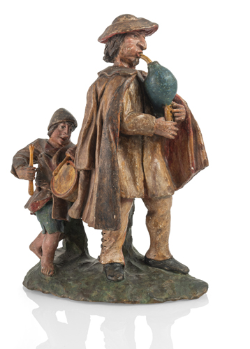 <b>Schaustellergruppe - Dudelsackspieler und kleiner Trommler</b>