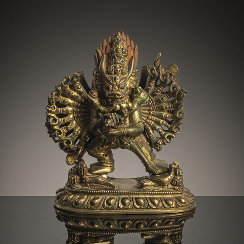 <b>FEUERVERGOLDETE BRONZEFIGUR DES VAJRABHAIRAVA</b> <b>FEUERVERGOLDETE BRONZEFIGUR DES VAJRABHAIRAVA</b>